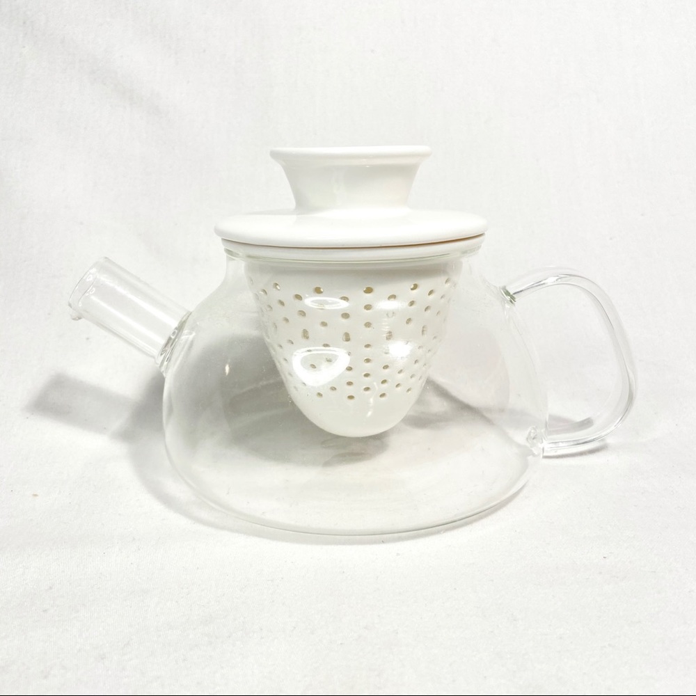 Minimalist Clear Glass & Ceramic Teapot